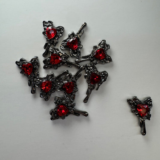 10 - Piece Heart Drip Red Nail Charms – Perfect Accent for Nail Art Designs - JTessentials