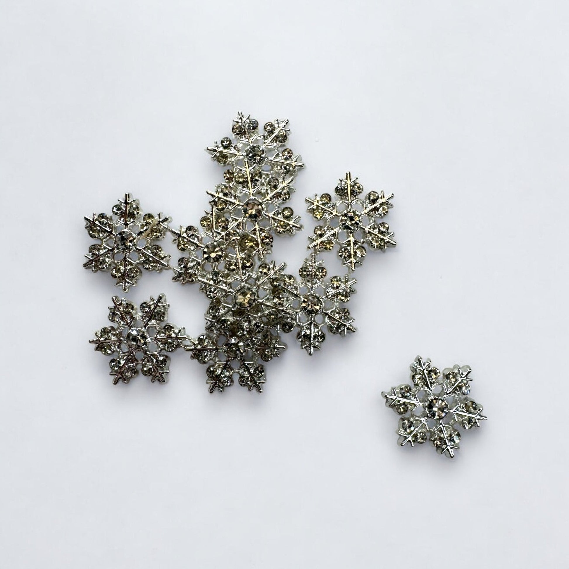 10 - Piece Silver Snowflake Nail Charms - Festive Winter Nail Art Accents - JTessentials