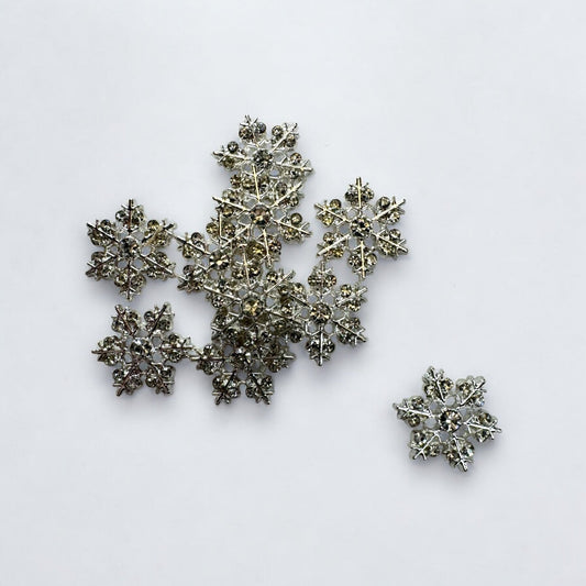 10 - Piece Silver Snowflake Nail Charms - Festive Winter Nail Art Accents - JTessentials