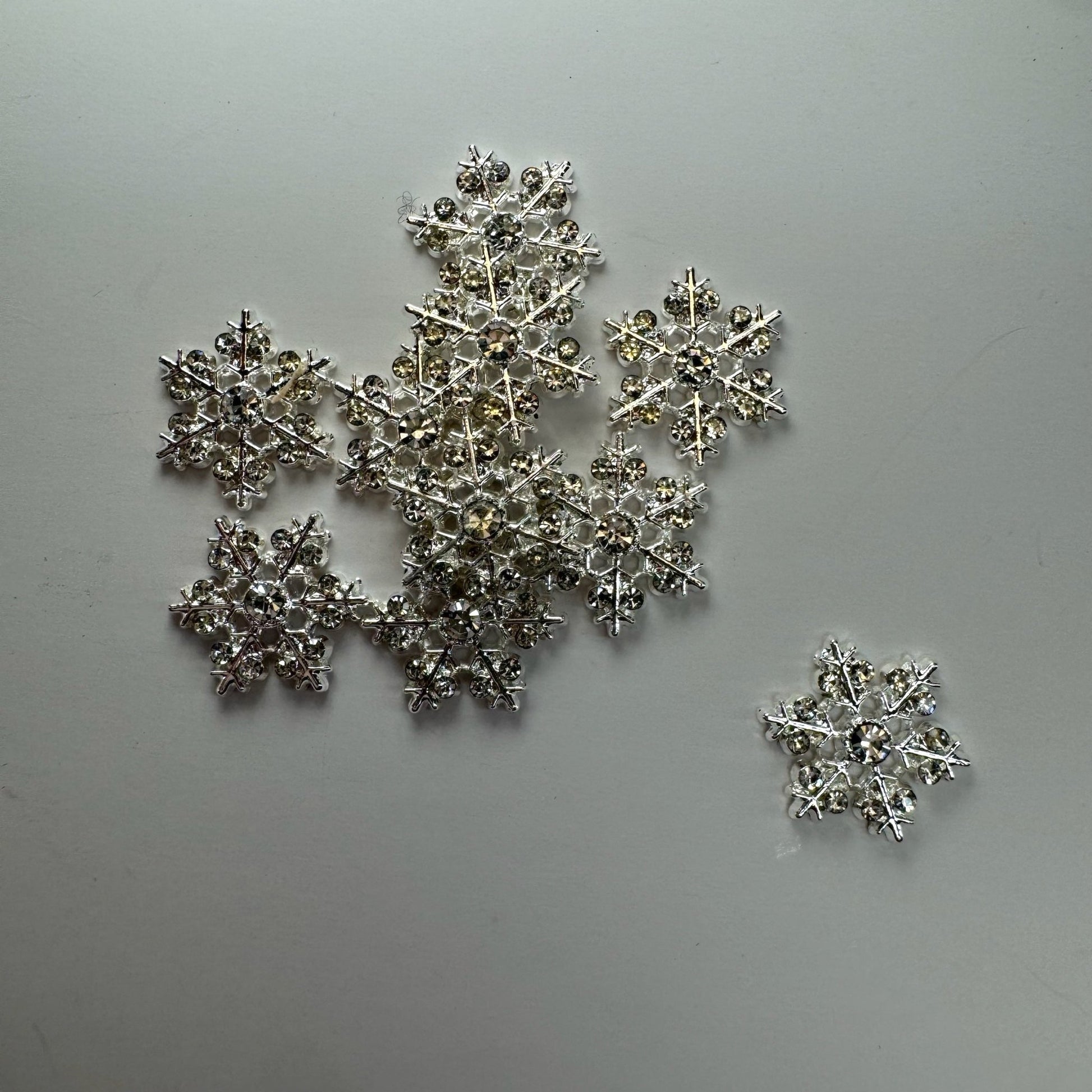 10 - Piece Silver Snowflake Nail Charms - Festive Winter Nail Art Accents - JTessentials