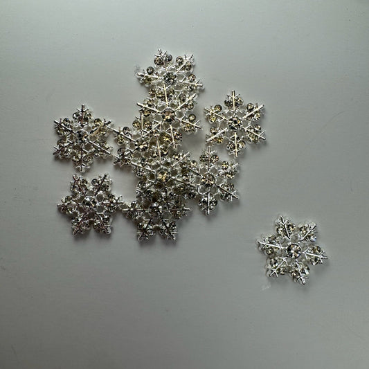 10 - Piece Silver Snowflake Nail Charms - Festive Winter Nail Art Accents - JTessentials