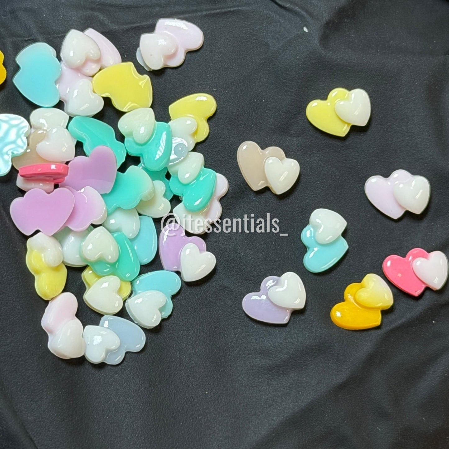 100 pcs Pastel heart double nail charm - JTessentials