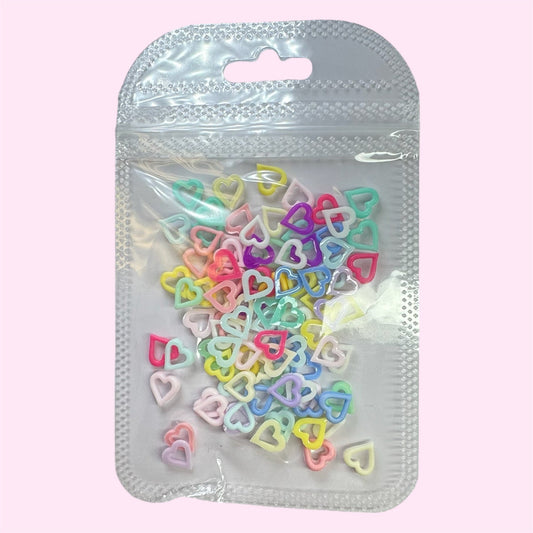 100 pcs Pastel heart nail charm outline - JTessentials