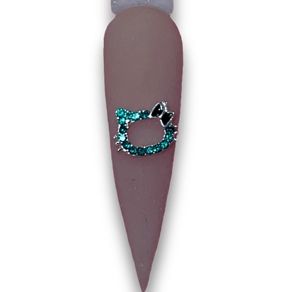10pc kitty Nail Charms•Emerald Green outline - JTessentials