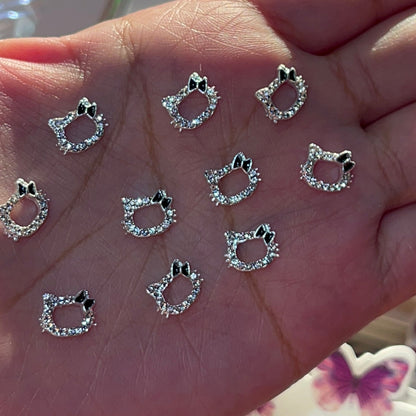 10pc kitty Nail Charms•Silver outline - JTessentials
