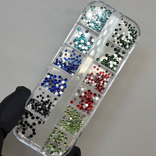 12 - Color Rhinestone Nail Art Box – Sparkling Gems for Nail Technicians - JTessentials