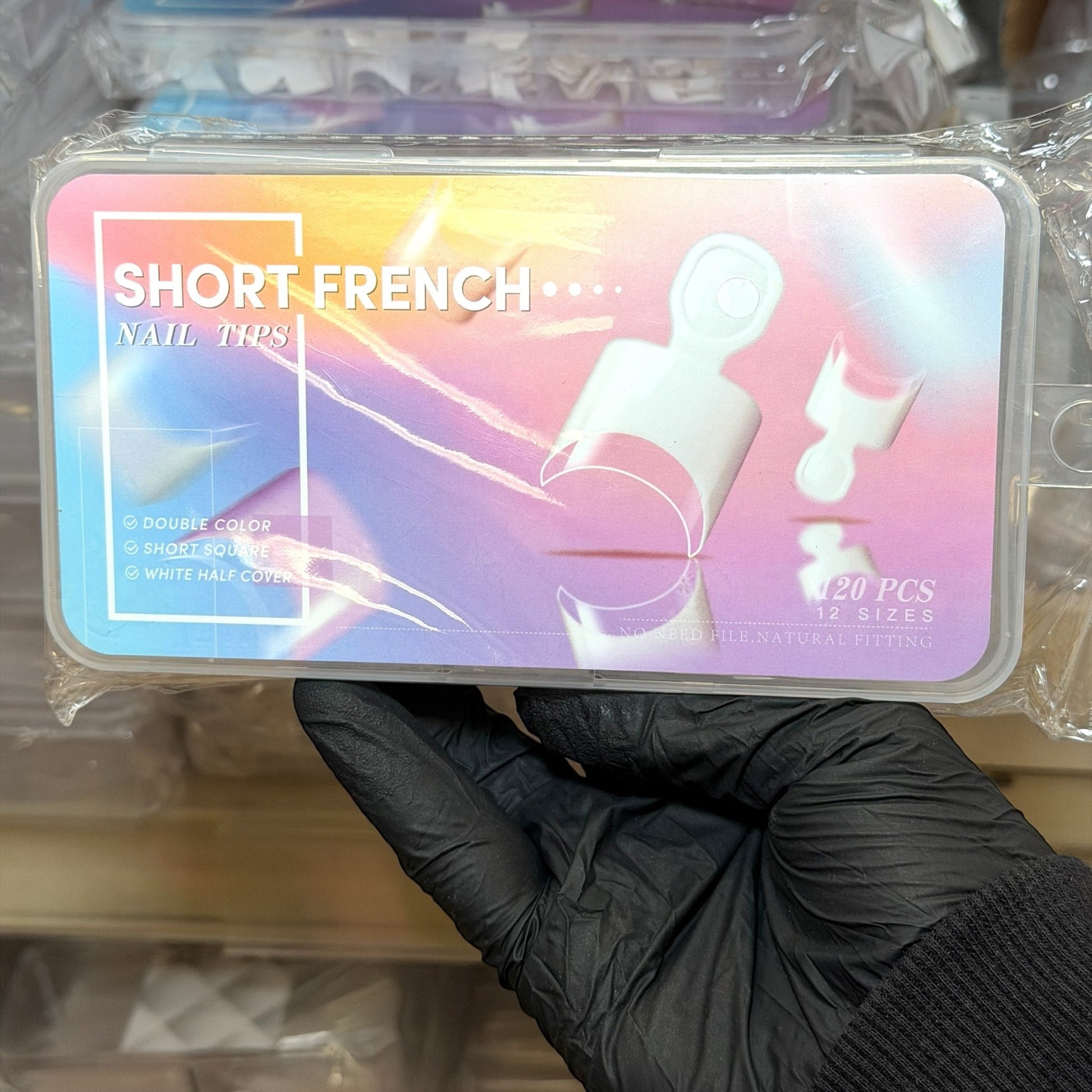 120 pcs - Piece Short Square Clear Nail Tips with Handles BOX French tips - JTessentials