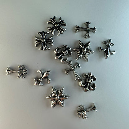 12pcs Cross Mix Nail Charms – 4 Variety Set (Silver, Black, Gold) - JTessentials