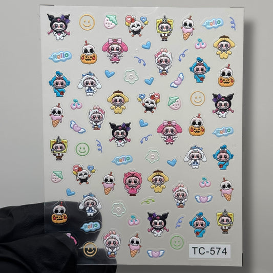 Labubu Sanrio Nail Stickers – Kawaii TC-574 Cartoon Decals for Nail Art