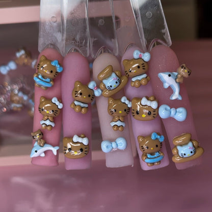 14 pc Summer Tan HK BLUE MIX nail charm - JTessentials