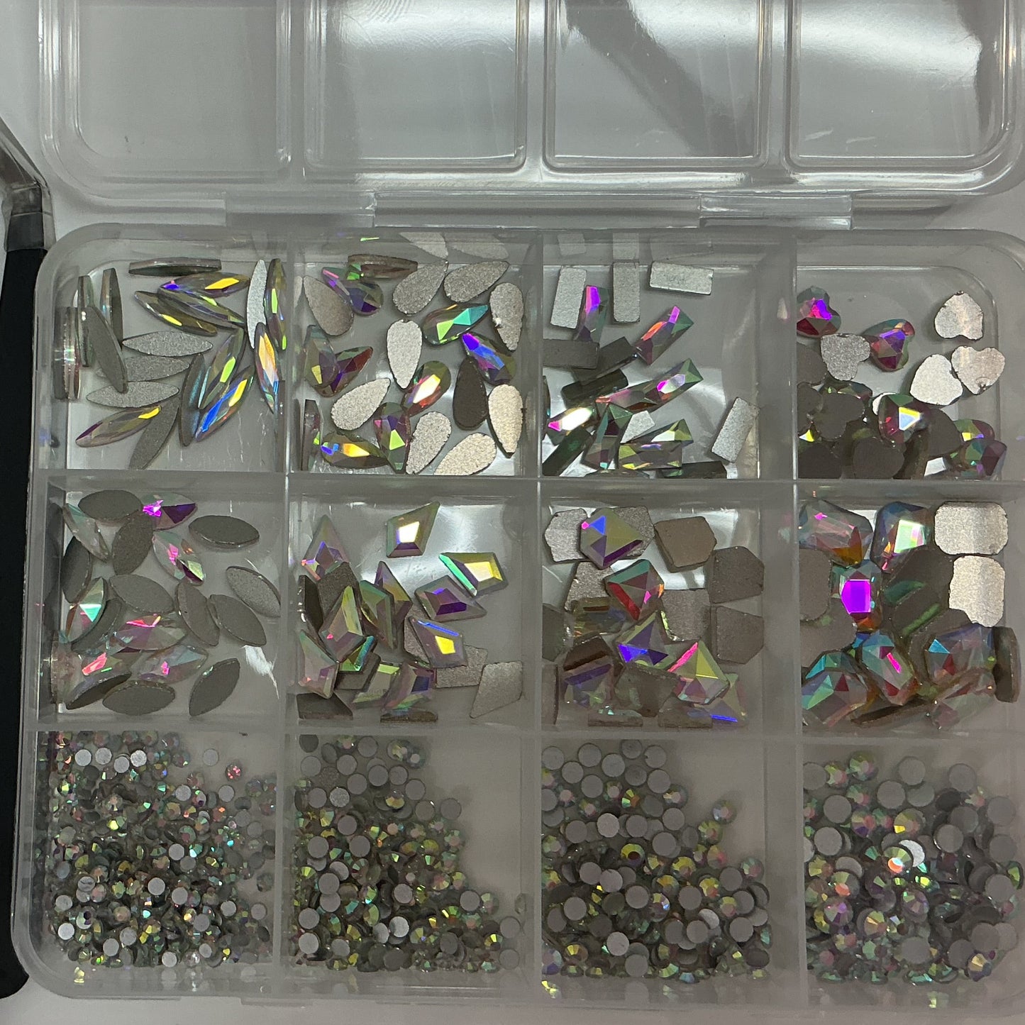 Silver AB  Mixed Shape Flatback Nail Rhinestone Set