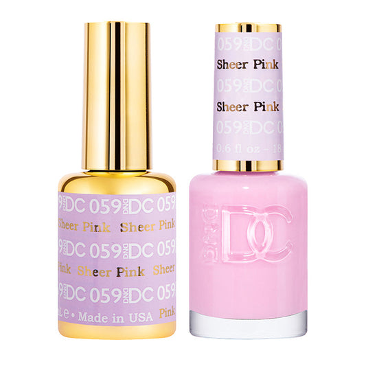 DND Gel Duo – Sheer Pink #059 | Soft Transparent Pink Gel & Matching Lacquer Set