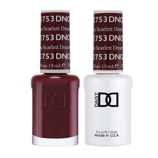 DND #753 Scarlett Dreams – Rich Red Gel & Regular Nail Polish Duo | Long-Lasting Glossy Finish