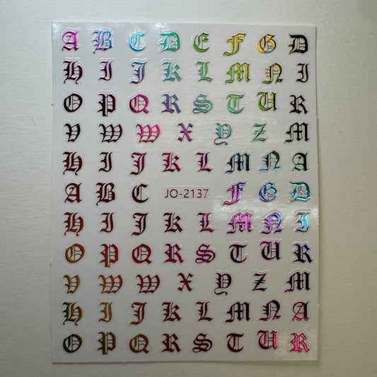 Rainbow Nail Letter & Number Stickers - Perfect for Custom Nail Art Designs