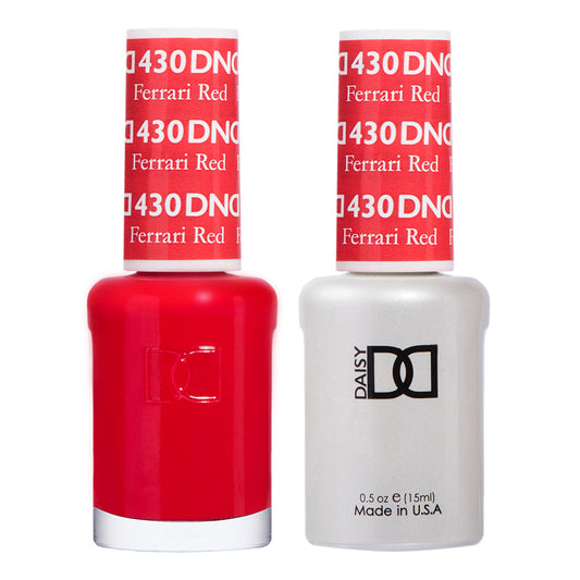 DND Gel Polish #430 – Ferrari Red | High-Gloss Red Gel Duo with Matching Lacquer