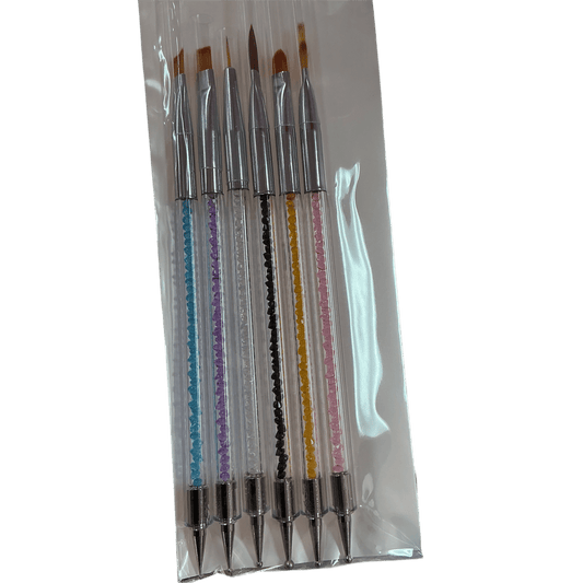 2 - in - 1 Detail Liner Brushes & Dotting Tools Set - 6 Pcs for Perfect Nail Art - JTessentials