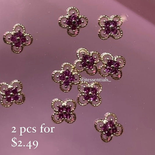 2 pink clover charms - high quality - JTessentials
