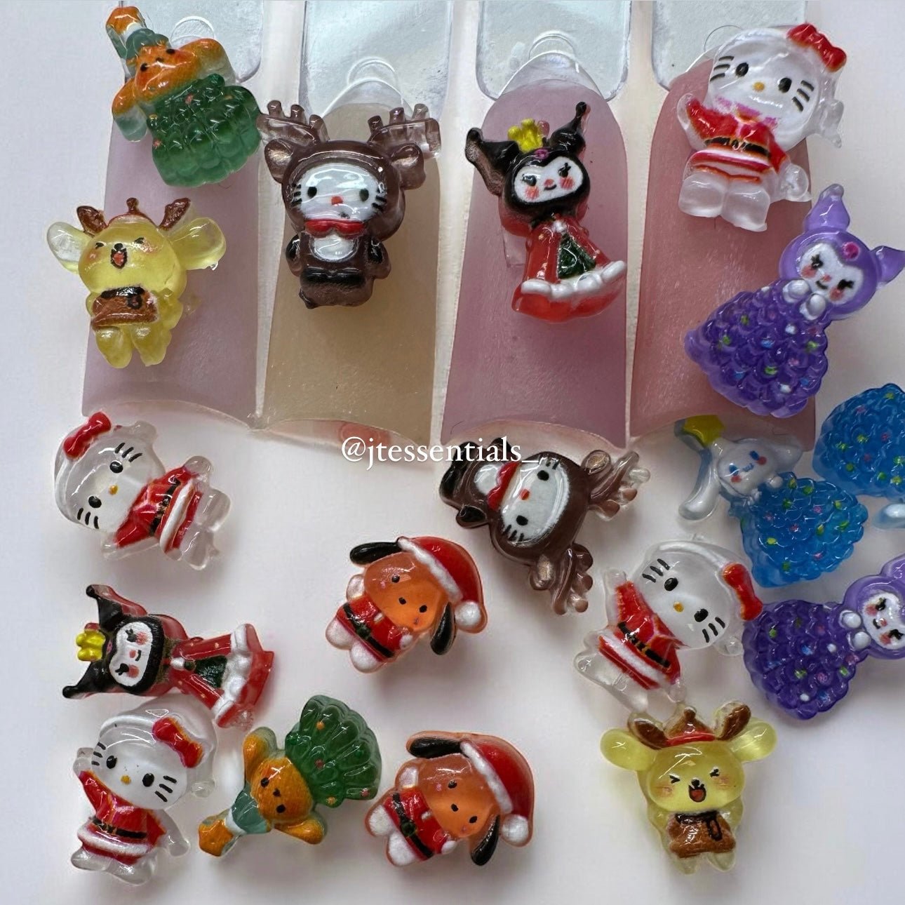 20 - Piece Christmas Sanrio Nail Charms - Festive Hello Kitty & Friends Holiday Nail Art Decorations - JTessentials