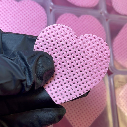200 pcs HEART Lint Free Wipe - box hot PINK - JTessentials