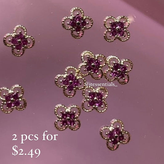 2 pink clover charms-  high quality