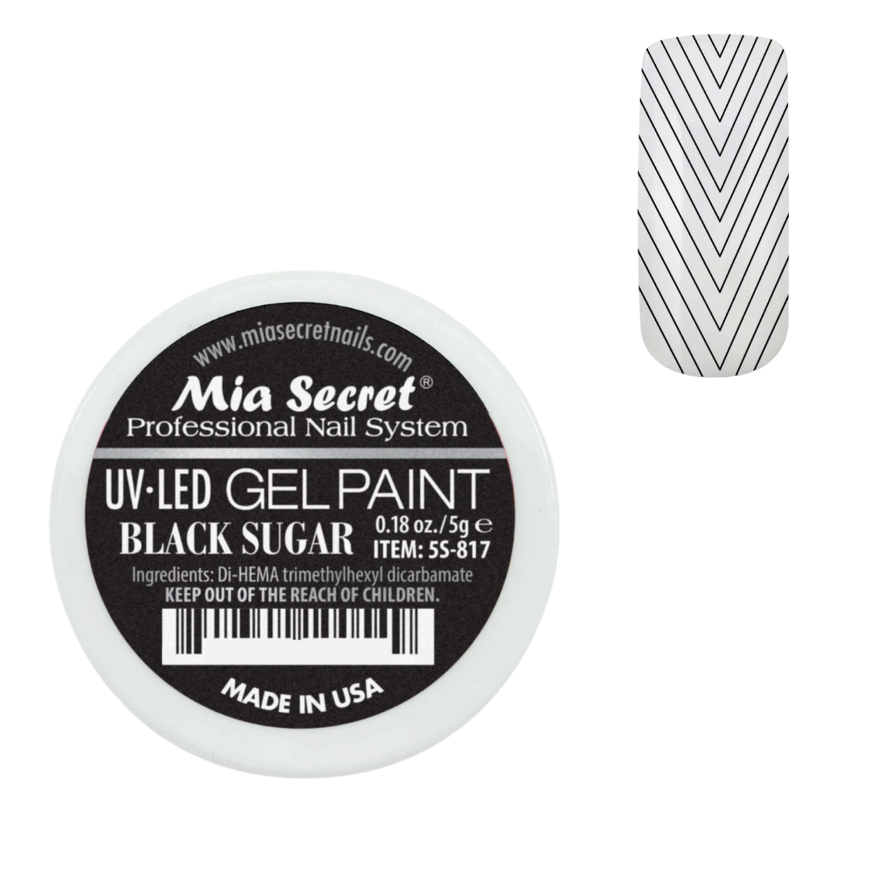 Mia Secret Black Sugar Gel Paint – Intense Black Nail Art Gel for Intricate Designs