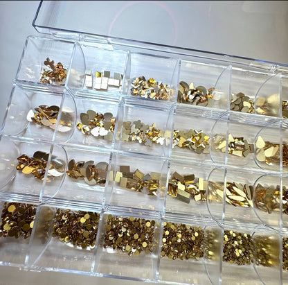 24 grit - champagne high quality rhinestone box Bling for nails - JTessentials