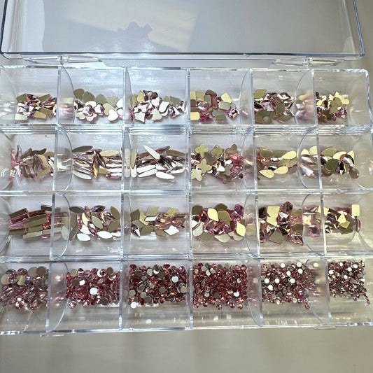 24 grit - pink high quality rhinestone box Bling for nails - JTessentials