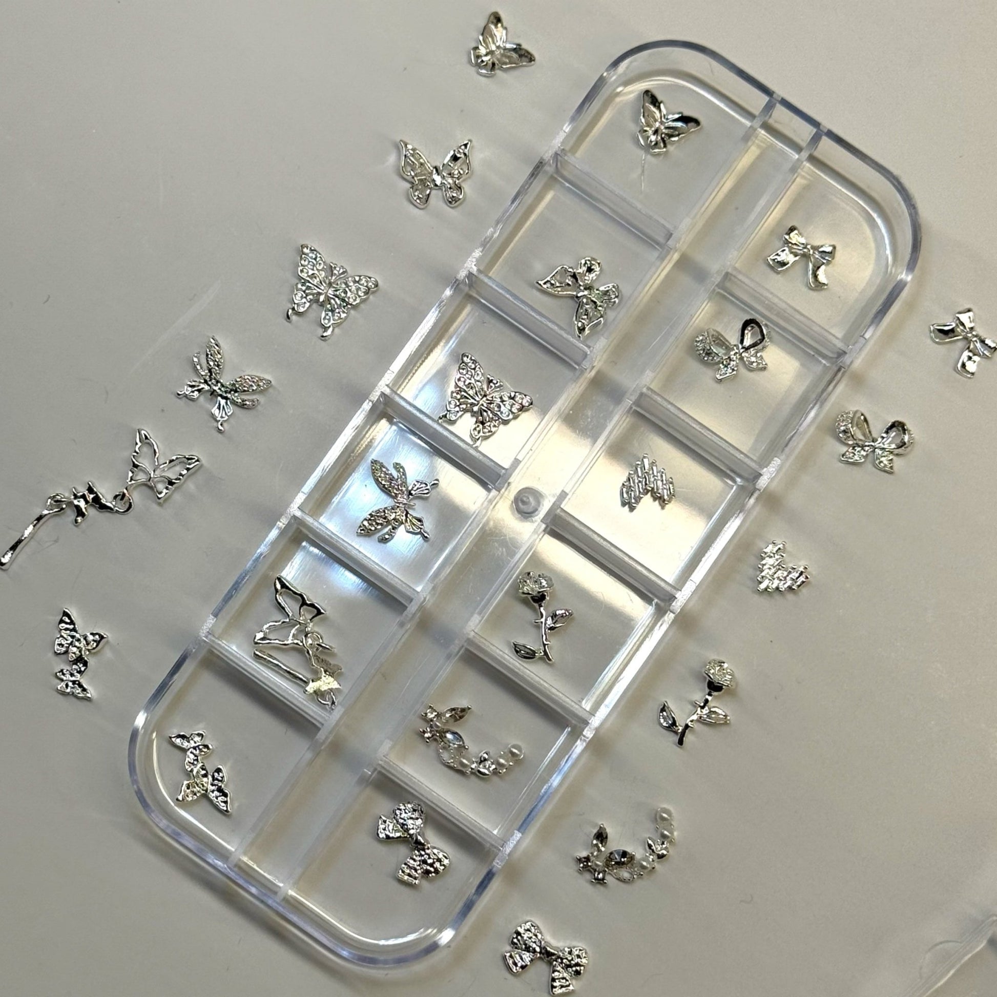 24 pcs - SILVER NAIL CHARM BOX - JTessentials