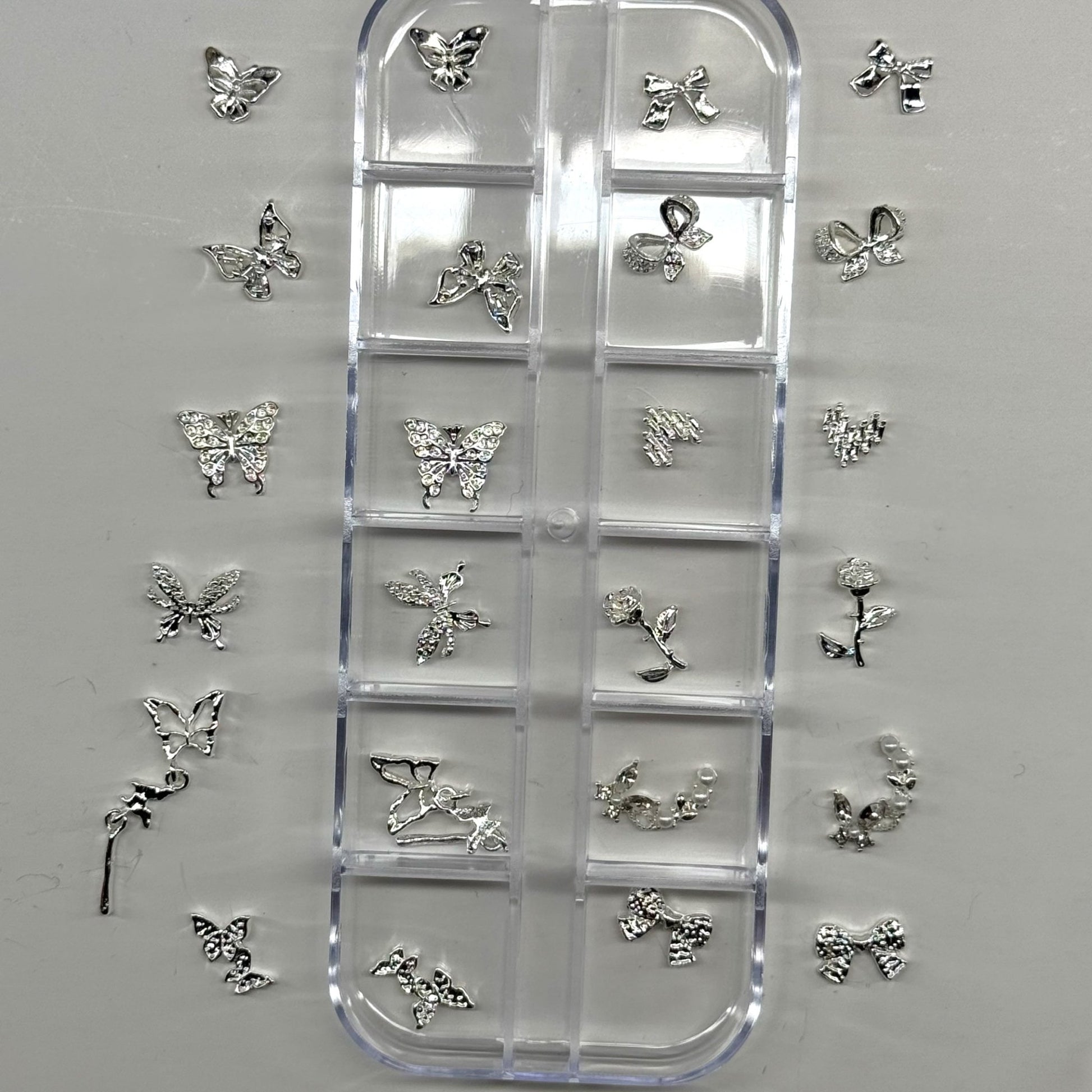24 pcs - SILVER NAIL CHARM BOX - JTessentials