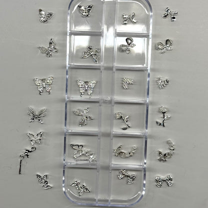 24 pcs - SILVER NAIL CHARM BOX - JTessentials