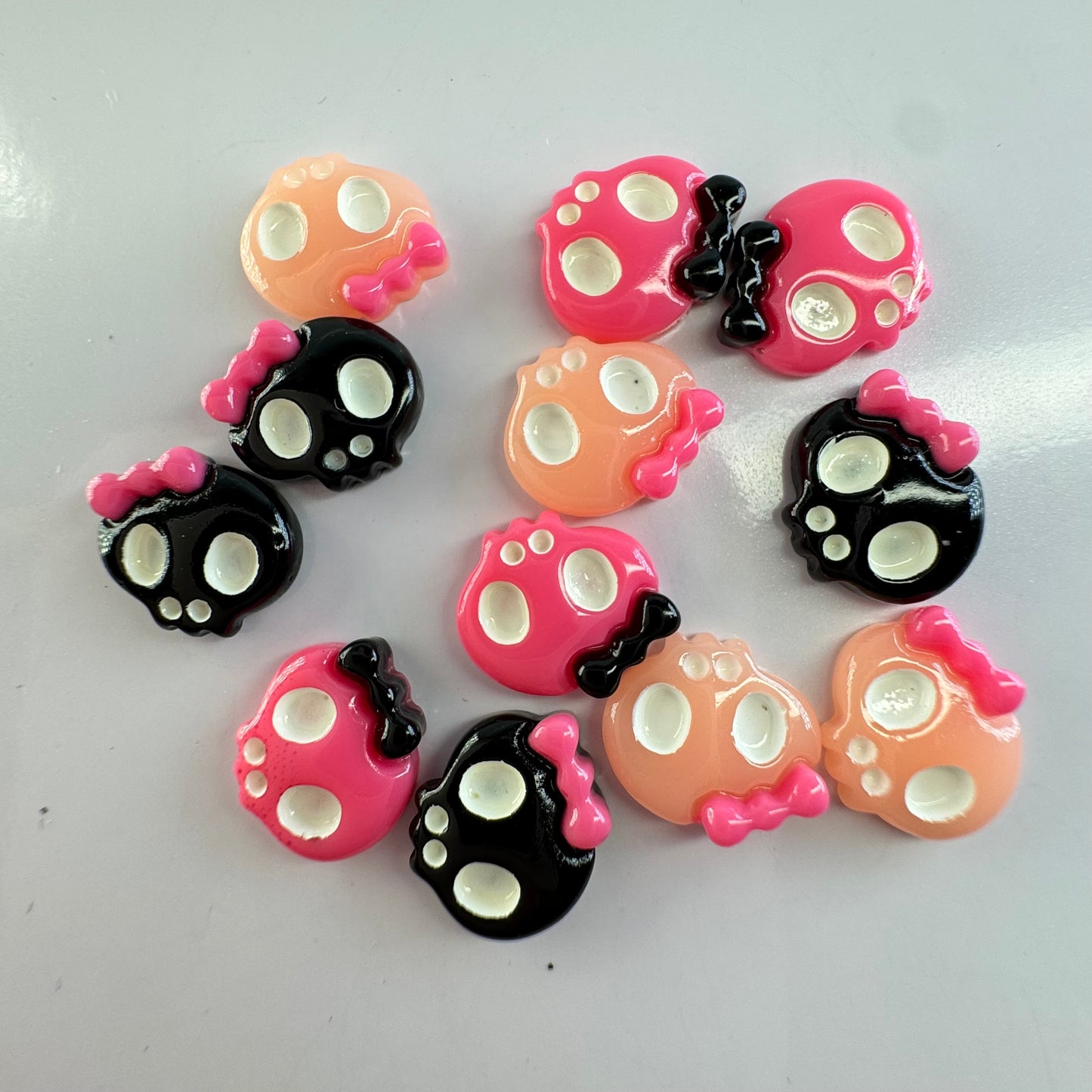 10 pcs Cute Skull Halloween Nail Charms Diva Mix - Spooky Nail Art Decorations for Halloween Nails