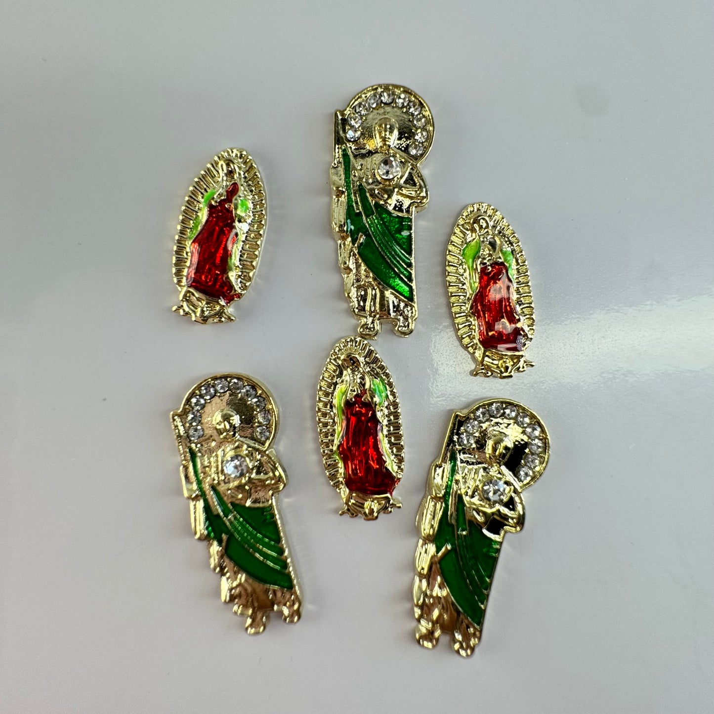 6 Pcs Religious Nail Charm Mix - 3 Pcs San Jude & 3 Pcs Virgin Mary