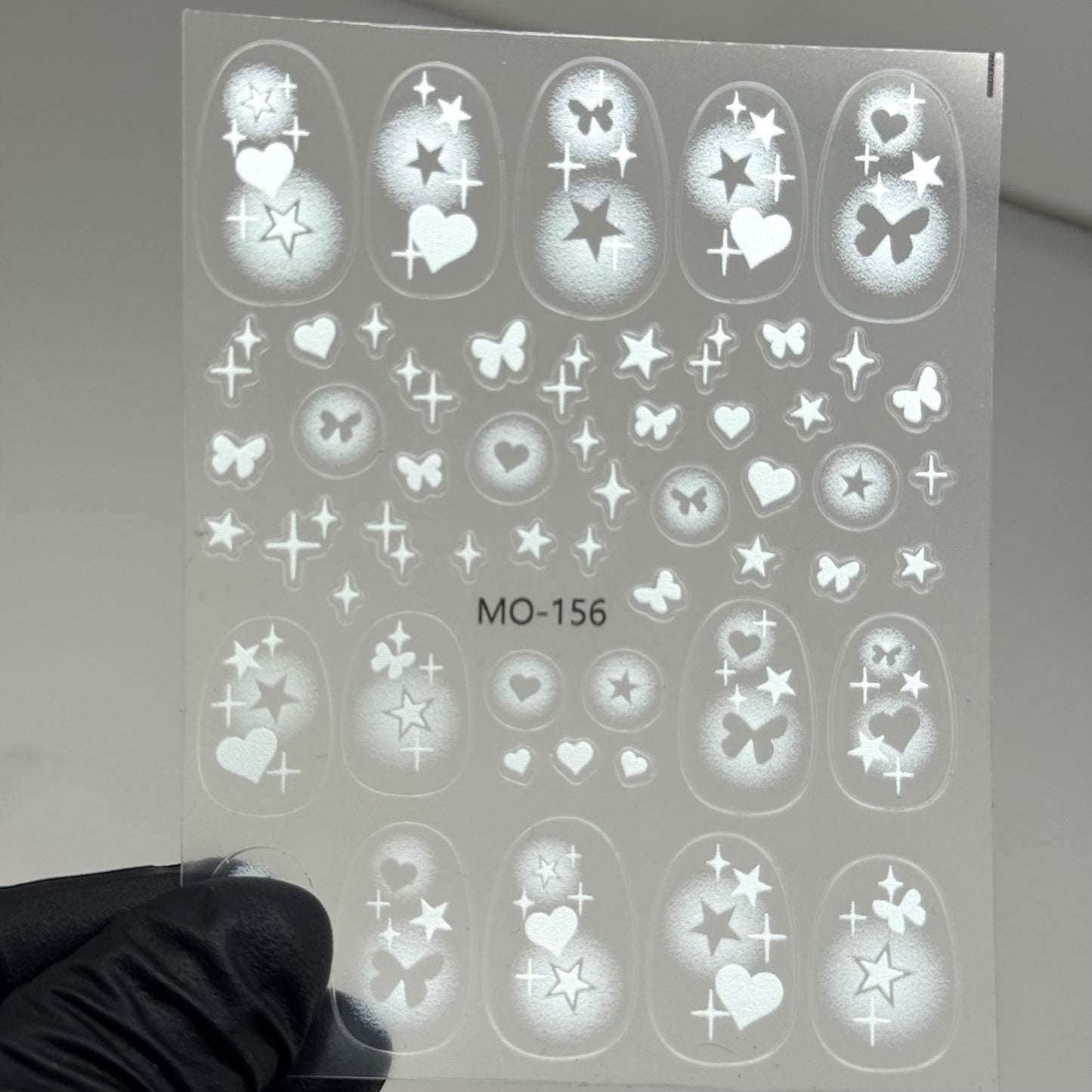 156-White Airbrush-Inspired Nail Stickers