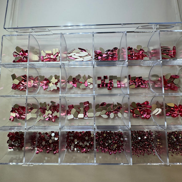 24 grit-HOT pink high quality rhinestone box