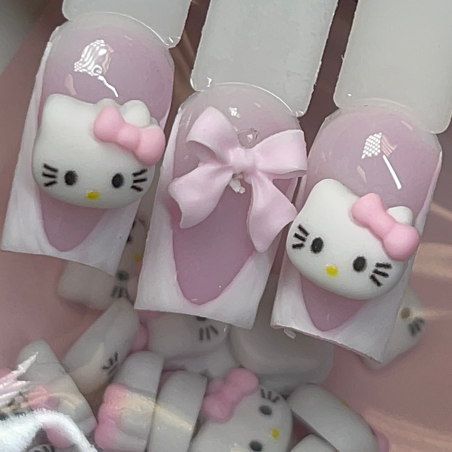 20 PCs HELLO KITTY pink bow face only