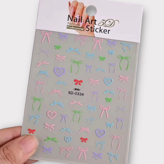  - 334 Bow Nail Stickers – 5D Ribbon Design for Nail Art - JTessentials