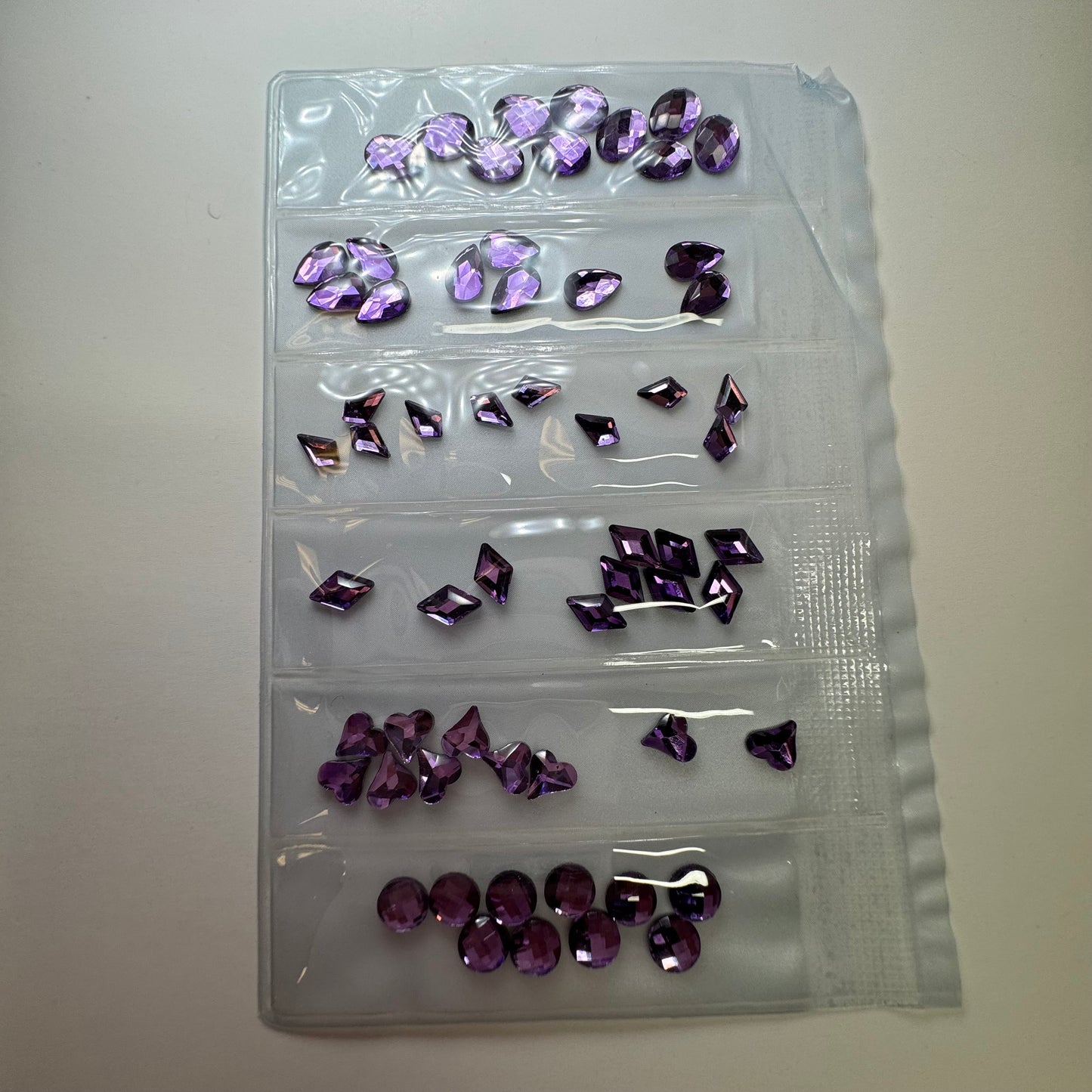 Purple Rhinestone Shape- 6 grit pack of crystals for nail decoration