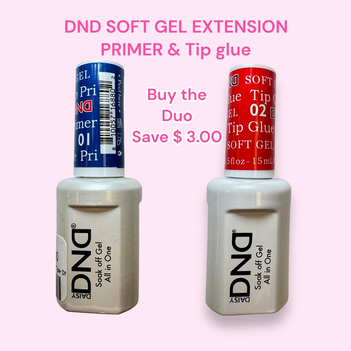 2 pcs DND SOFT GEL EXTENSION PRIMER & TIP GLUE DUO