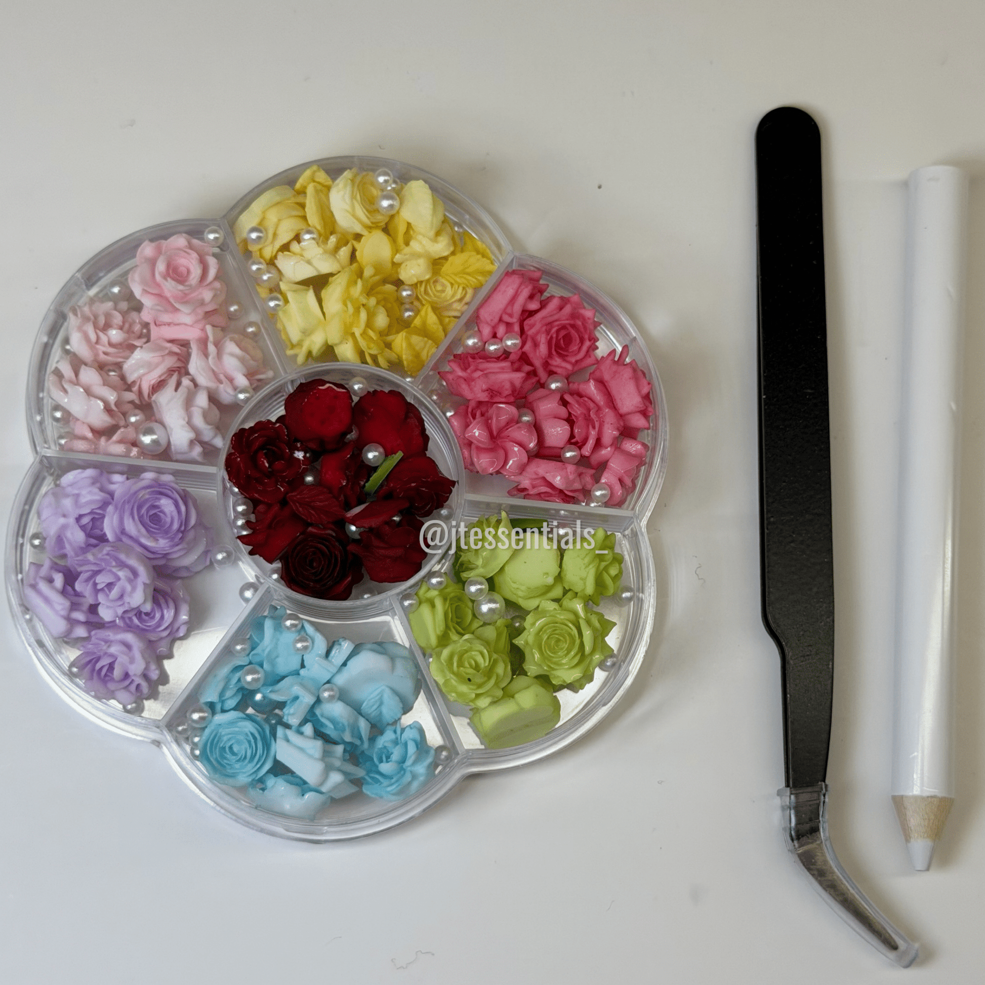 3D Flower Nail Charms Wheel | Roses - JTessentials