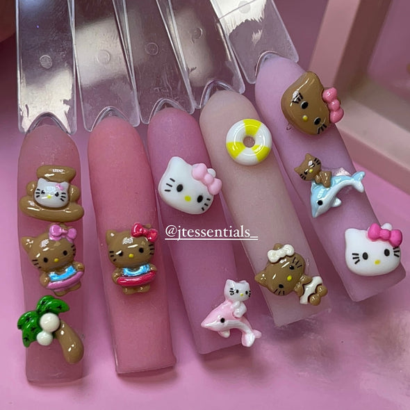 11 pcs- Summer Tan Hello kitty Pink nail charm