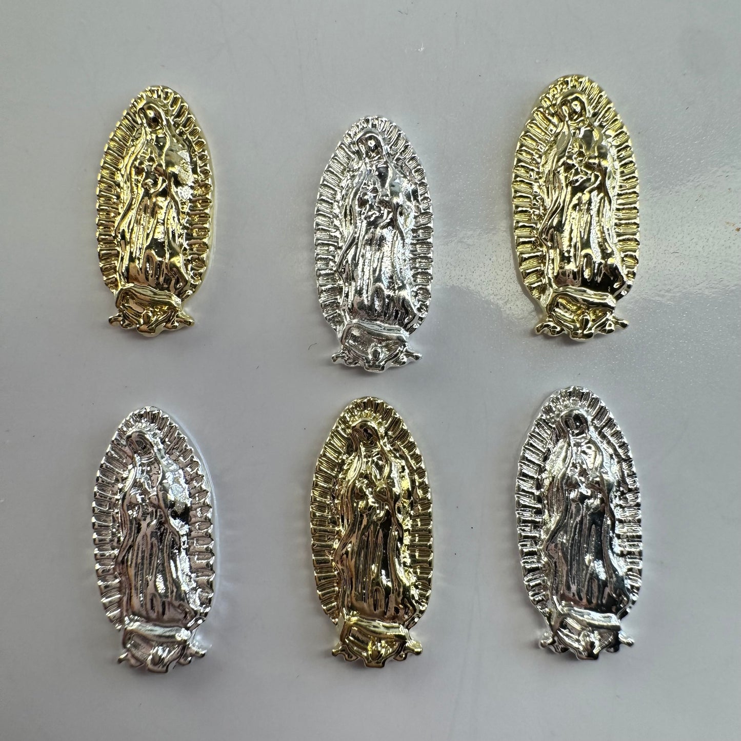 6 Pcs Virgencita Nail Charms - 3 Silver & 3 Gold Virgin Mary Nail Art Decorations