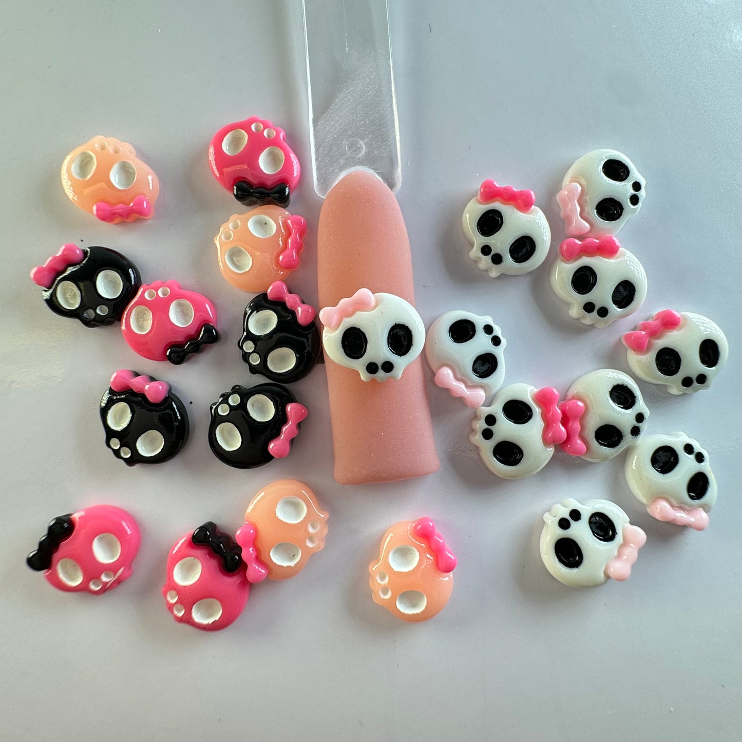 10 pcs Cute Skull Halloween Nail Charms Diva Mix - Spooky Nail Art Decorations for Halloween Nails