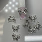 10 PCs Silver butterfly Charm w/ silver Rhinestone