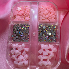 Deli Pink BoX- Nail charm bows bling & flowers