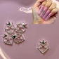 5 pcs Heart with Crown Nail Charms - Silver with Pink Accents for Valentine’s Day - JTessentials