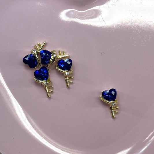5 pcs Key with Heart Nail Charms - Perfect for Valentine’s Day Nail Art - JTessentials