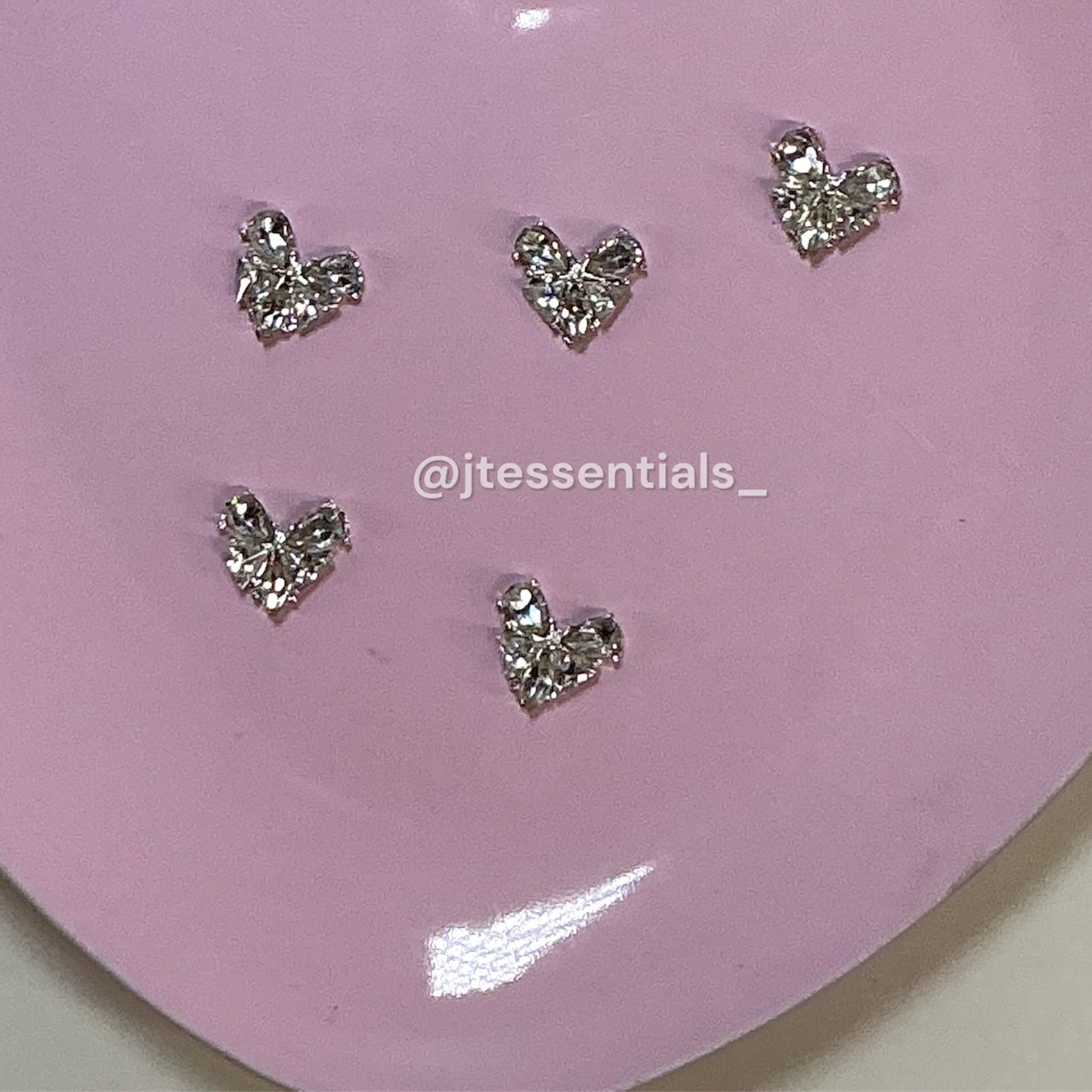 5 pcs - Silver crystal Heart Nail Charm - JTessentials