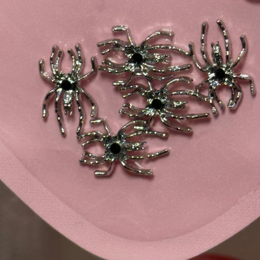 5 Pcs Silver Spider - nail charms - JTessentials