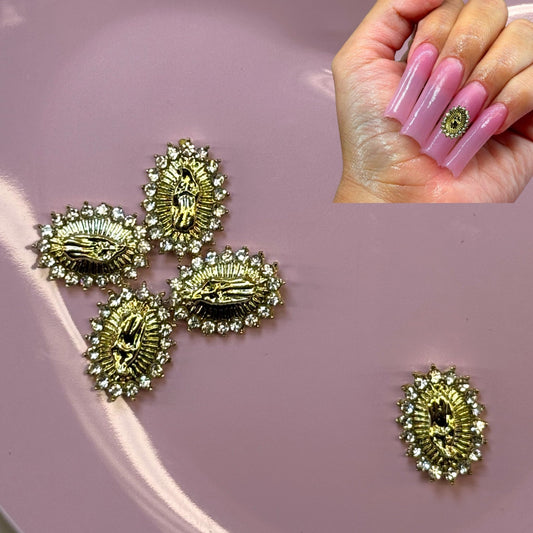 5 pcs Virgen Mary Diamond Nail Charms - Elegant Religious Nail Art - JTessentials