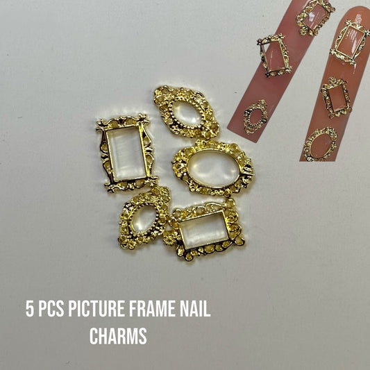 5 - Piece Frame Holder Nail Charms - Elegant Accents for Unique Nail Art - JTessentials